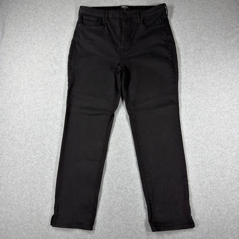 NYDJ Curves 360 Slim Straight Jeans Womens 10 Black High Rise Stretch Denim